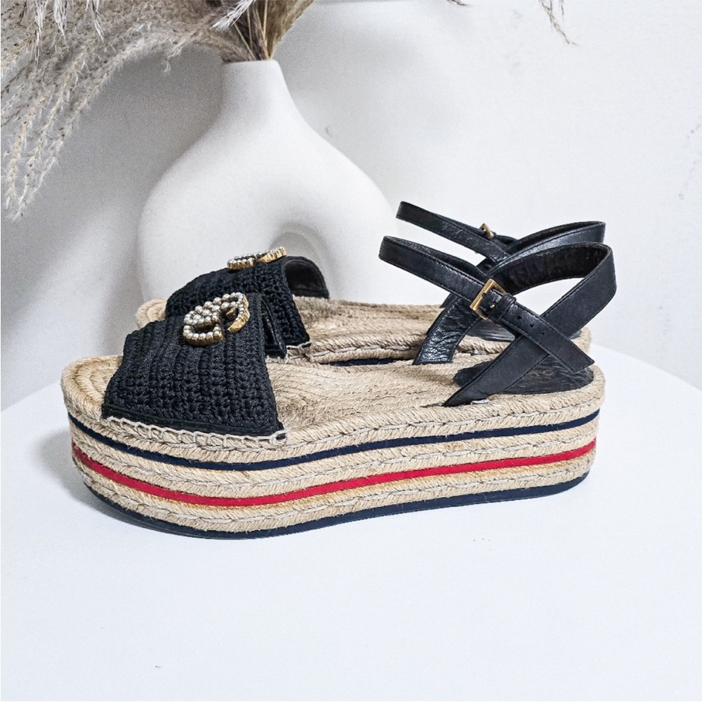 Gucci GG crochet espadrille platform sandals - Picture 3 of 11